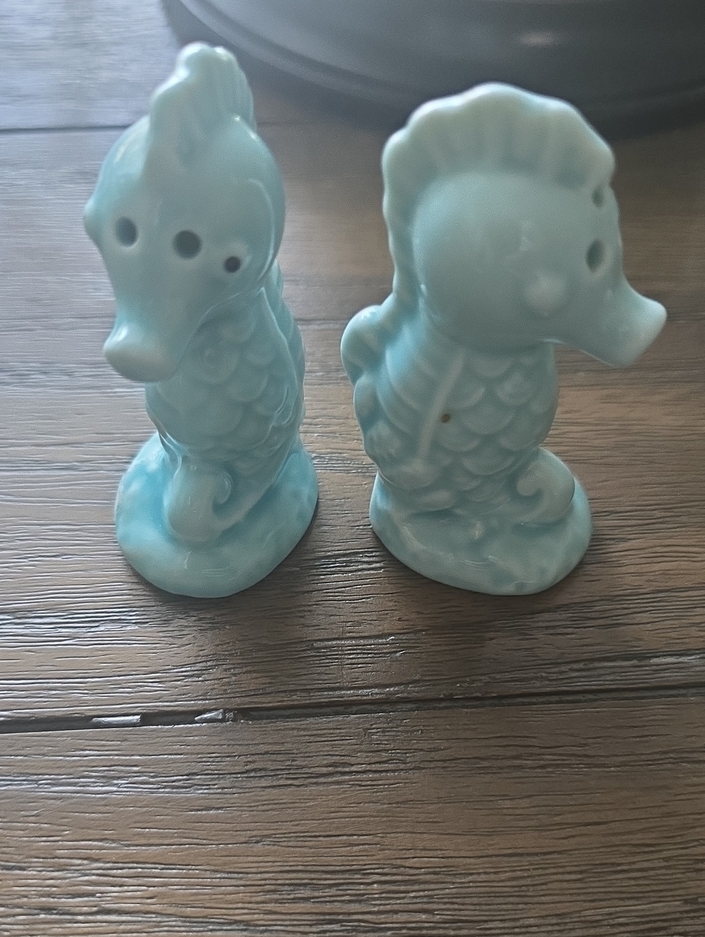 Ceramic Seahorse Salt & Pepper Shakers - Light Blue